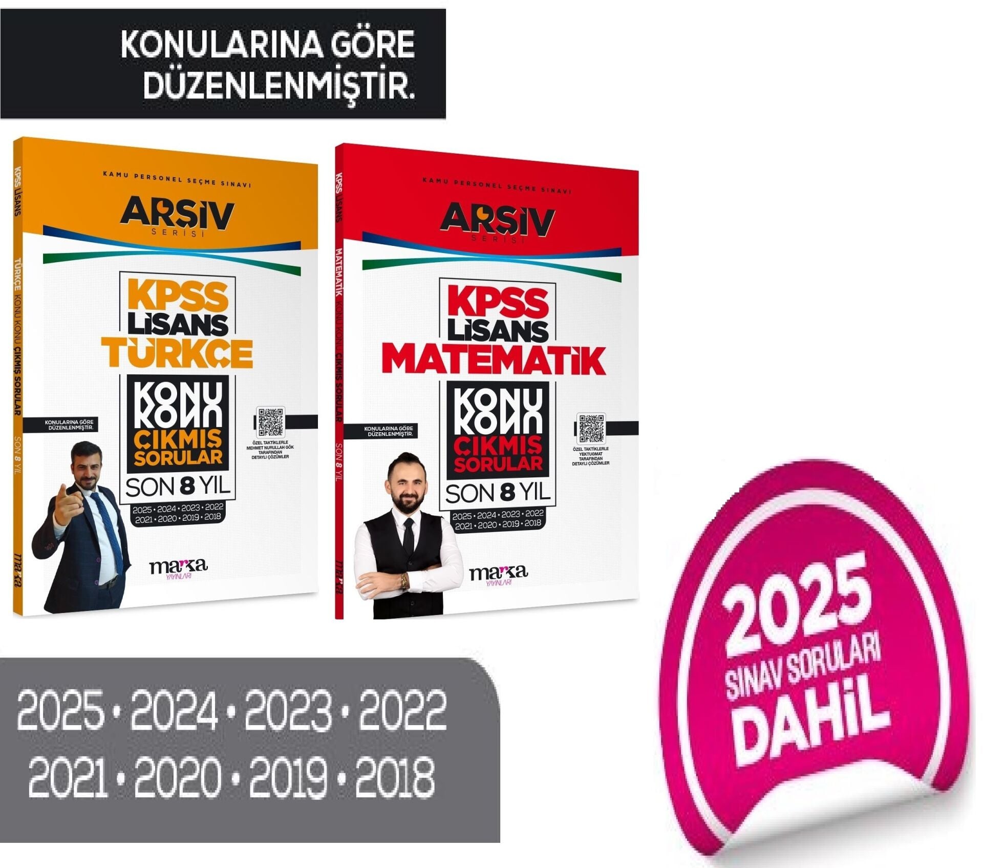 Marka 2026 KPSS Türkçe + Matematik Lisans Çıkmış Sorular Son 8 Yıl Konularına Göre 2 li Set ARŞİV Serisi Marka Yayınları