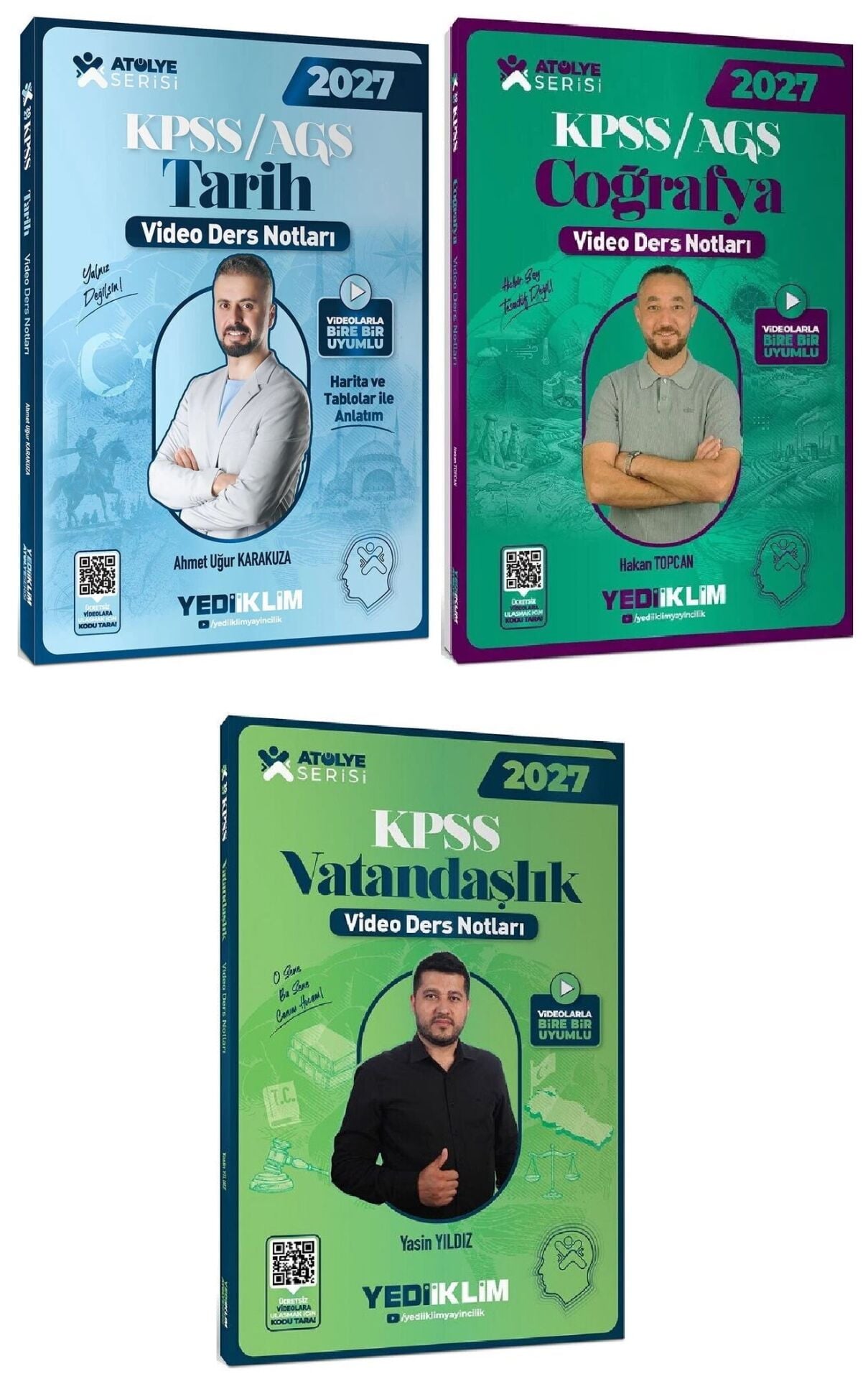 Yediiklim 2027 KPSS Tarih + Coğrafya + Vatandaşlık Atölye Video Ders Notları 3 lü Set Yediiklim Yayınları
