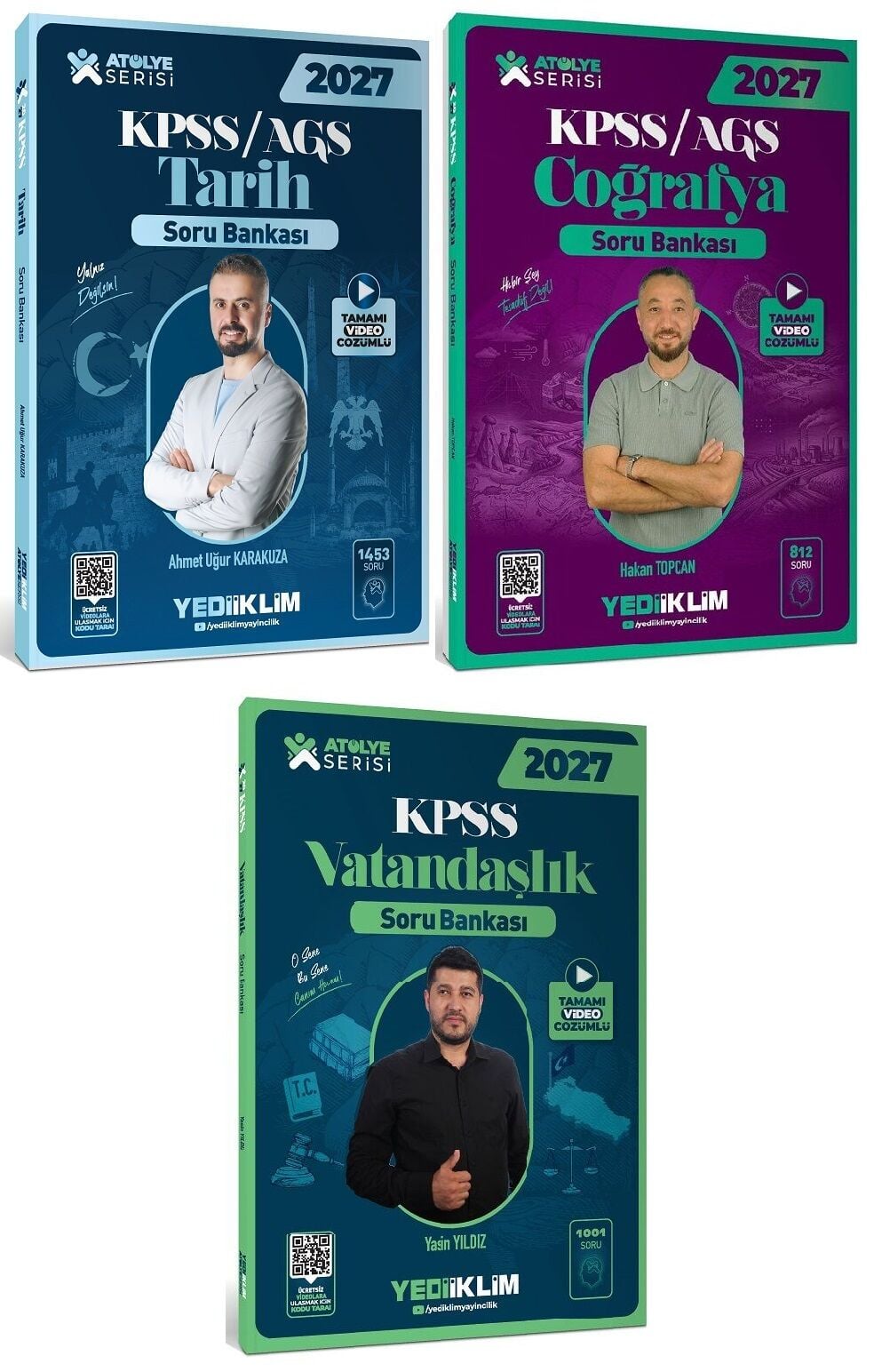 Yediiklim 2027 KPSS Tarih + Coğrafya + Vatandaşlık Atölye Soru Bankası 3 lü Set Yediiklim Yayınları
