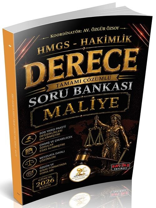 Savaş 2026 HUKAL DERECE HMGS Hakimlik Maliye Soru Bankası Çözümlü Savaş Yayınları