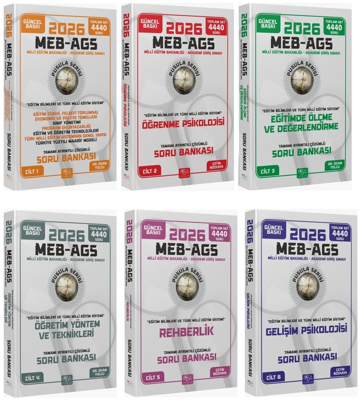 YENİ AGS - CBA Yayınları 2026 MEB-AGS Eğitim Bilimleri Tüm Dersler Soru Bankası 6 lı Set Pusula Serisi CBA Yayınları