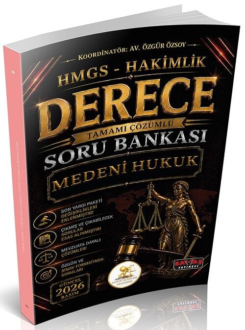 Savaş 2026 HUKAL DERECE HMGS Hakimlik Medeni Hukuk Soru Bankası Çözümlü Savaş Yayınları