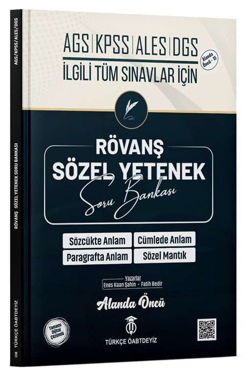 Türkçe ÖABTDEYİZ MEB-AGS KPSS ALES DGS Sözel Yetenek Rövanş Soru Bankası - Enes Kaan Şahin, Fatih Bedir Türkçe ÖABTDEYİZ