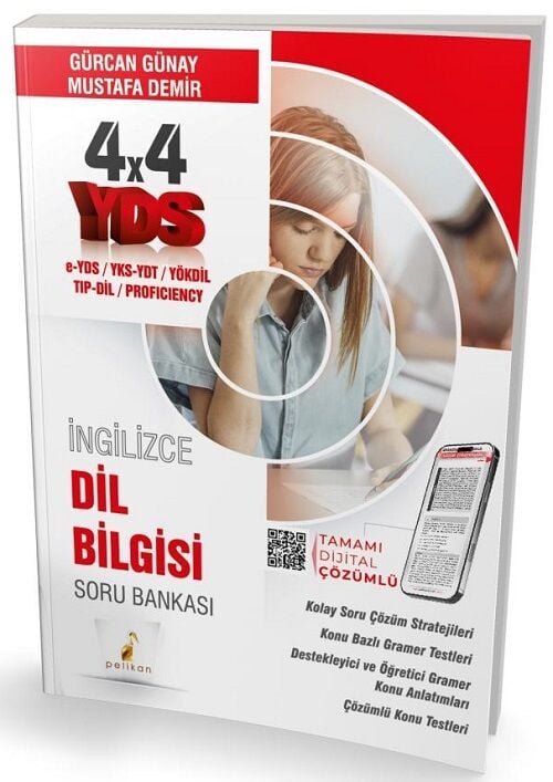Pelikan YDS İngilizce 4x4 Dil Bilgisi Soru Bankası Çözümlü Pelikan Yayınları
