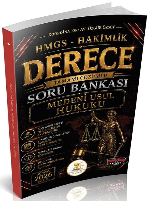 Savaş 2026 HUKAL DERECE HMGS Hakimlik Medeni Usul Hukuku Soru Bankası Çözümlü Savaş Yayınları