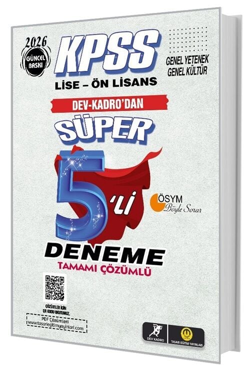 Tasarı Dev Kadro 2026 KPSS Lise Ön Lisans Süper 5 li Deneme Çözümlü Tasarı Yayınları
