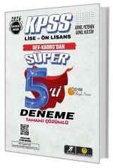 Tasarı Dev Kadro 2026 KPSS Lise Ön Lisans Süper 5 li Deneme Çözümlü Tasarı Yayınları