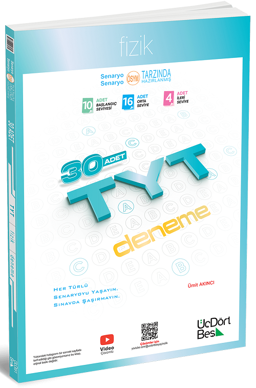 Üç Dört Beş 2026 YKS TYT Fizik 30 Deneme - Ümit Akıncı Üç Dört Beş Yayınları