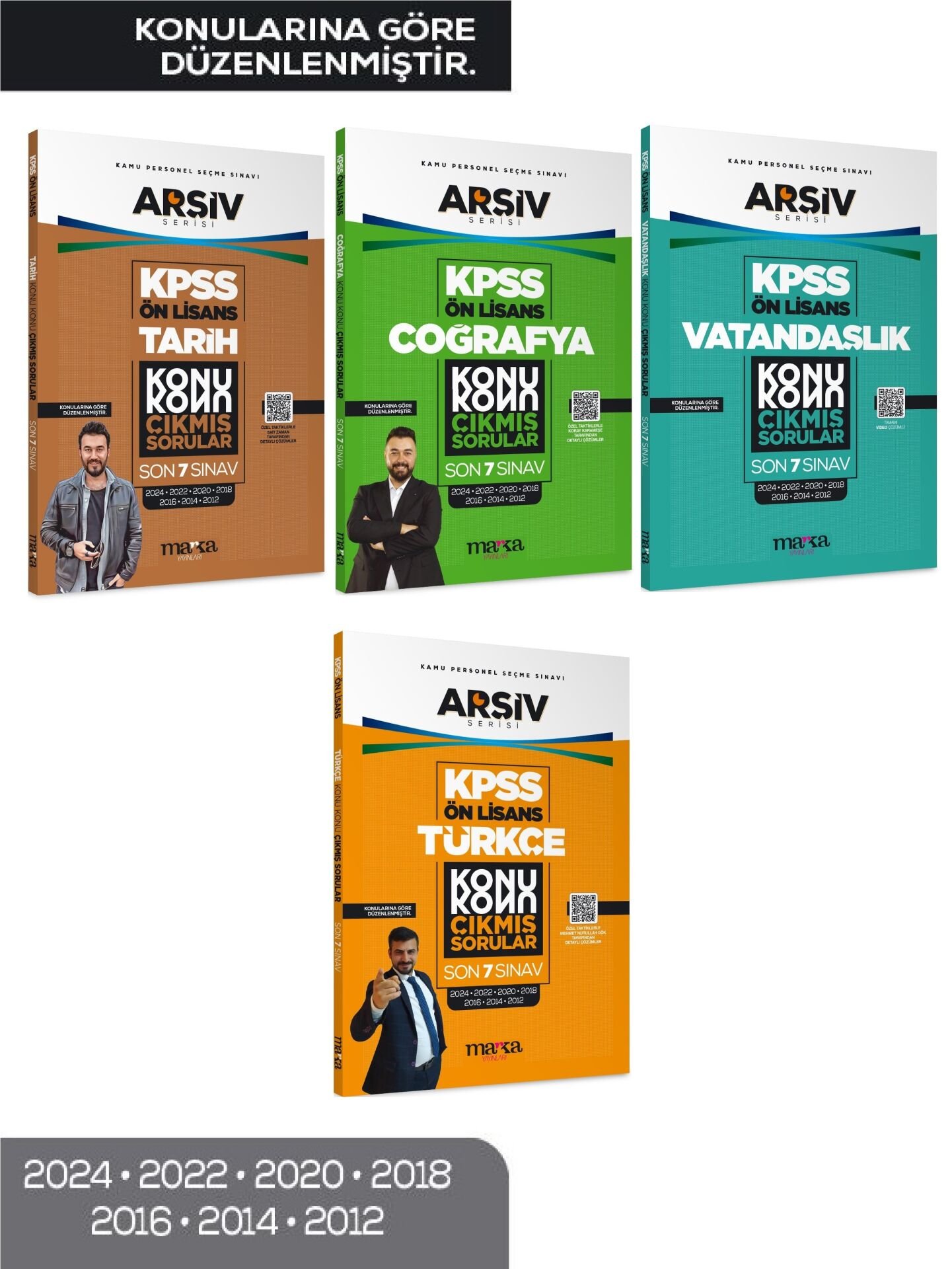 Marka 2026 KPSS Ön Lisans Tarih + Coğrafya + Vatandaşlık + Türkçe Çıkmış Sorular Son 7 Yıl Konularına Göre 4 lü Set ARŞİV Serisi Marka Yayınları