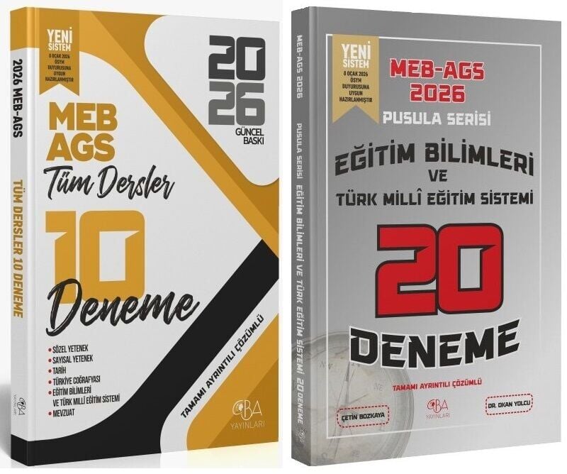 YENİ AGS - CBA Yayınları 2026 MEB-AGS Tüm Dersler + Eğitim Bilimleri 10+20 Deneme 2 li Set - Okan Yolcu CBA Yayınları