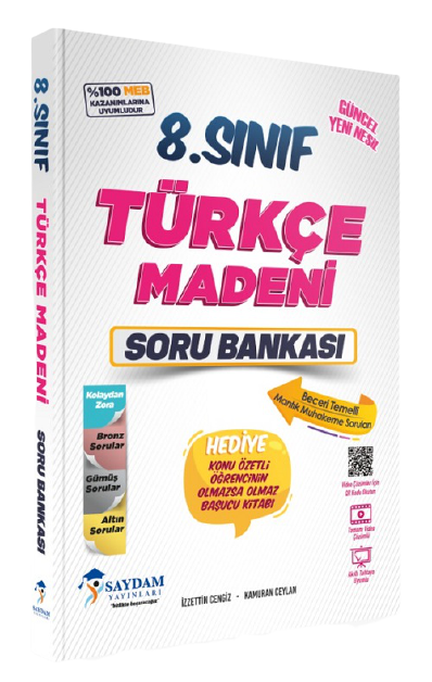 Saydam 8. Sınıf Türkçe Madeni Soru Bankası + Olmazsa Olmaz Başucu Kitabı Saydam Yayınları