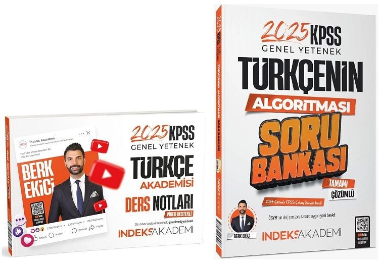 SÜPER FİYAT - İndeks Akademi 2025 KPSS Türkçe Akademisi Video Ders Notları + Soru Bankası 2 li Set - Berk Ekici İndeks Akademi Yayıncılık