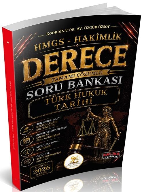 Savaş 2026 HUKAL DERECE HMGS Hakimlik Türk Hukuk Tarihi Soru Bankası Çözümlü Savaş Yayınları