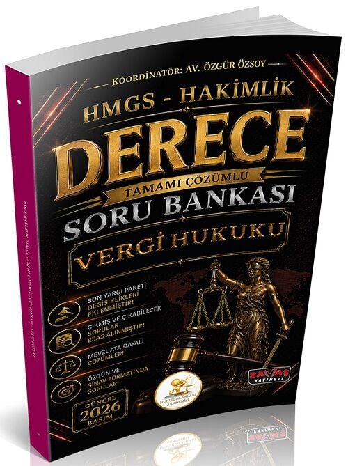 Savaş 2026 HUKAL DERECE HMGS Hakimlik Vergi Hukuku Soru Bankası Çözümlü Savaş Yayınları