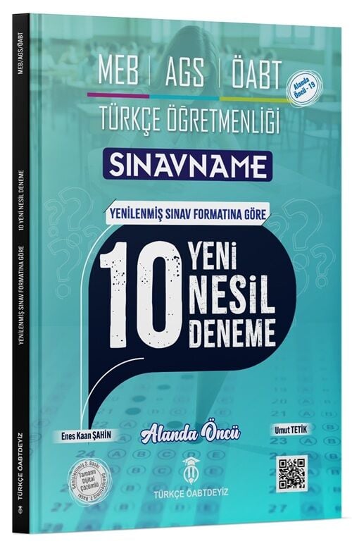 Türkçe ÖABTDEYİZ ÖABT MEB-AGS Türkçe Öğretmenliği Sınavname 10 Deneme Çözümlü - Enes Kaan Şahin, Umut Tetik Türkçe ÖABTDEYİZ
