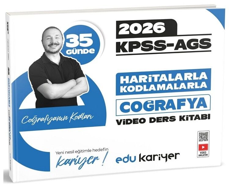 EDU Kariyer 2026 KPSS MEB-AGS 35 Günde Haritalarla Kodlamalarla Coğrafyanın Kodları Video Ders Notları Kitabı - Yunus Turan EDU Kariyer