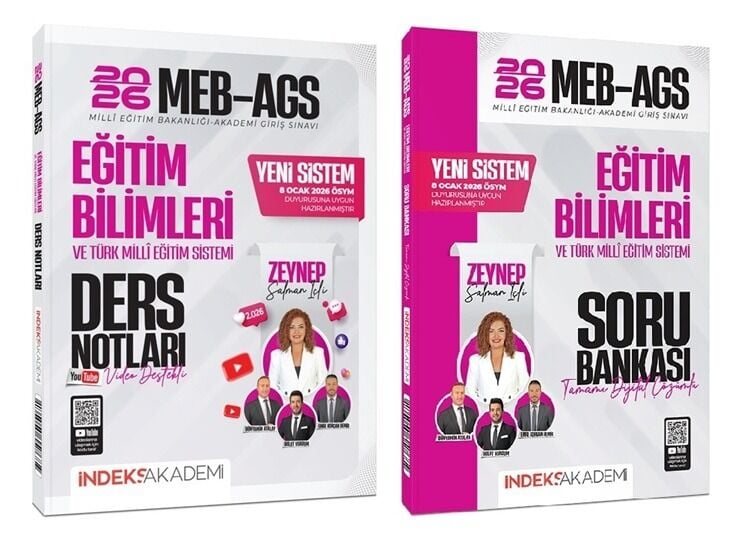 YENİ AGS - İndeks Akademi 2026 MEB-AGS Eğitim Bilimleri Video Ders Notları + Soru Bankası 2 li Set - Zeynep Salman İçli İndeks Akademi Yayıncılık