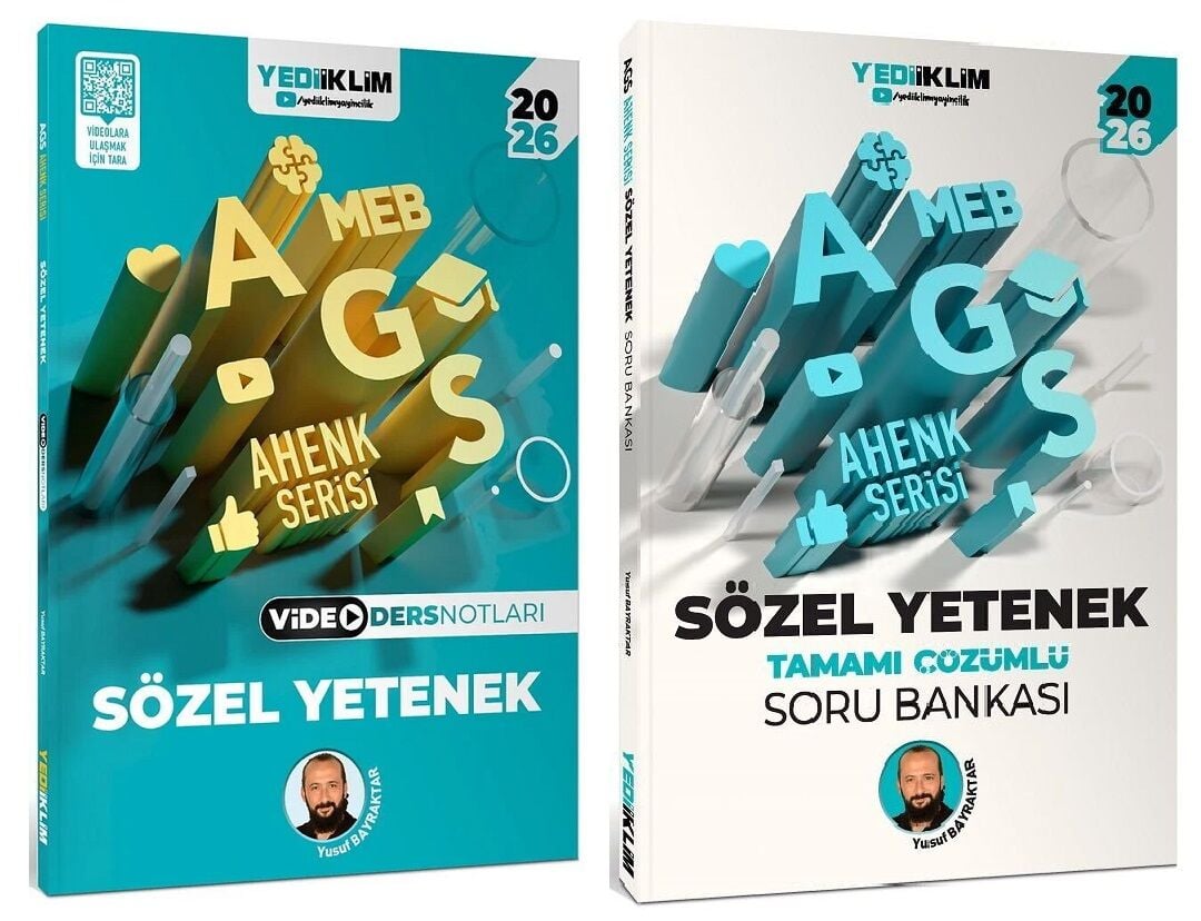 Yediiklim 2026 MEB-AGS Sözel Yetenek Video Ders Notları + Soru Bankası 2 li Set Ahenk Serisi - Yusuf Bayraktar Yediiklim Yayınları
