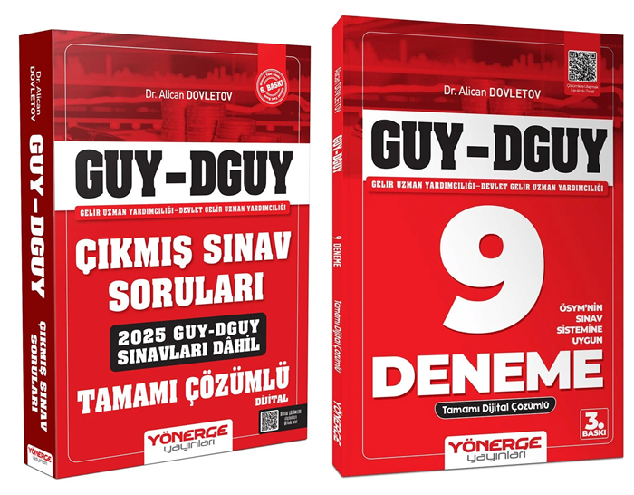 Yönerge 2026 GUY DGUY Gelir Uzman Yardımcılığı Çıkmış Sınav Soruları + 9 Deneme 2 li Set - Alican Dovletov Yönerge Yayınları
