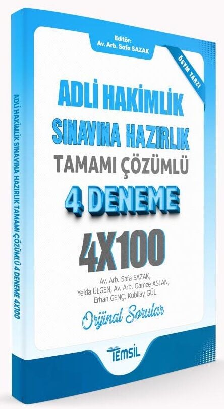 Temsil Adli Hakimlik 4x100 Deneme Çözümlü Temsil Yayınları
