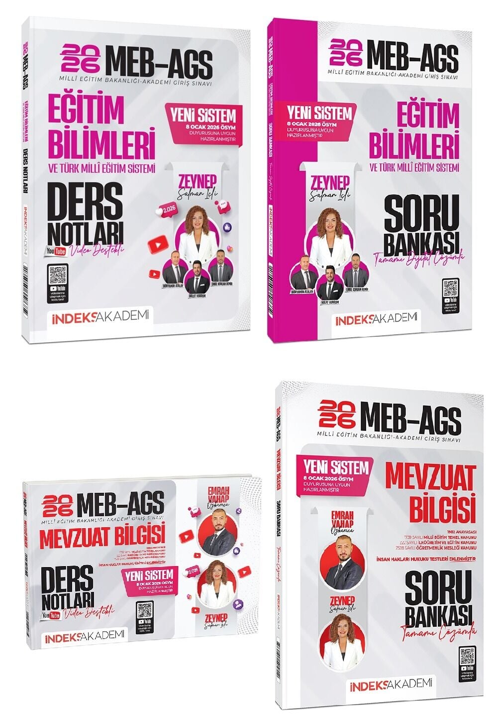 YENİ AGS - İndeks Akademi 2026 MEB-AGS Eğitim Bilimleri + Mevzuat Bilgisi Video Ders Notları + Soru Bankası 4 lü Set - Zeynep Salman İçli, Emrah Vahap Özkaraca İndeks Akademi Yayıncılık