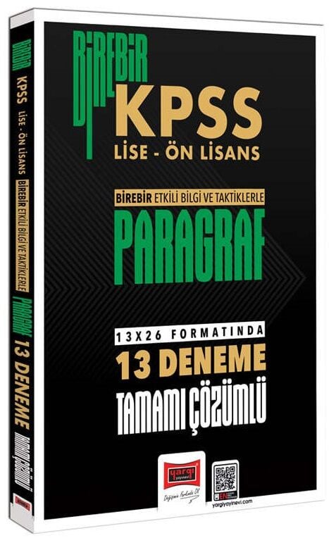 Yargı KPSS Lise Ön Lisans Paragraf Birebir 13 Deneme Çözümlü Yargı Yayınları