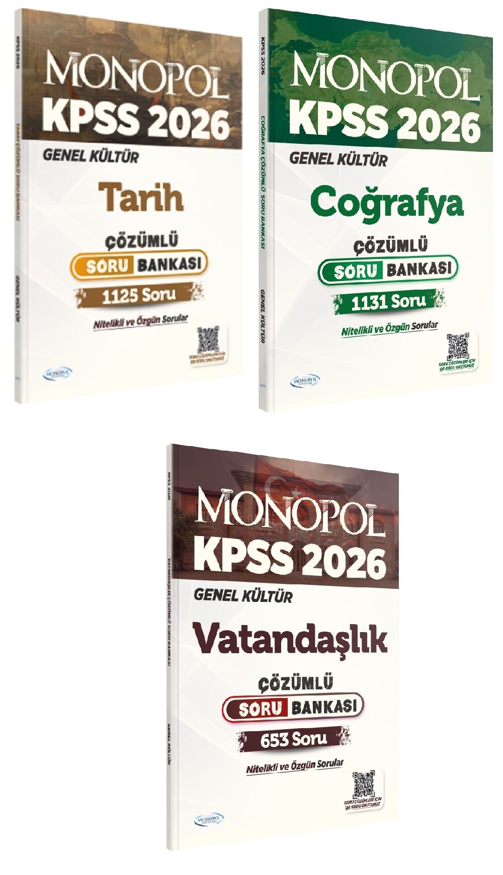 Monopol 2026 KPSS Tarih + Coğrafya + Vatandaşlık Soru Bankası 3 lü Set Monopol Yayınları