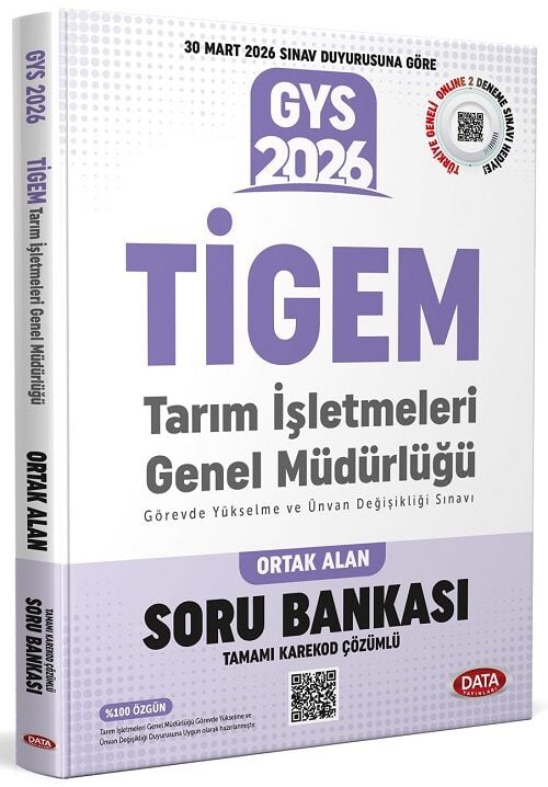 Data 2026 GYS TİGEM Tarım İşletmeleri Genel Müdürlüğü Ortak Alan Soru Bankası Çözümlü Görevde Yükselme Data Yayınları