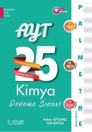 Palme YKS AYT Kimya Palmetre 25 Deneme Sınavı Video Çözümlü Palme Yayınları