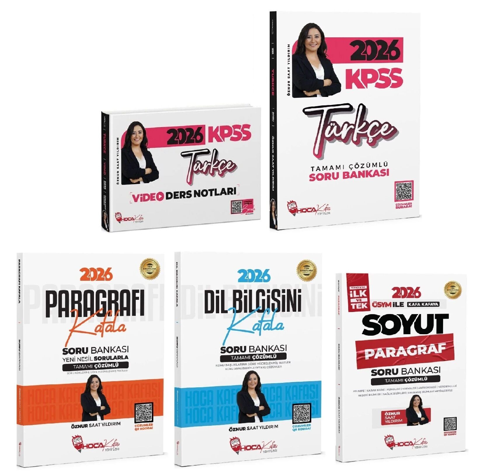 Hoca Kafası 2026 KPSS Türkçe + Paragraf + Dil Bilgisi Video Ders Notları + Soru Bankası 5 li Set - Öznur Saat Yıldırım Hoca Kafası Yayınları