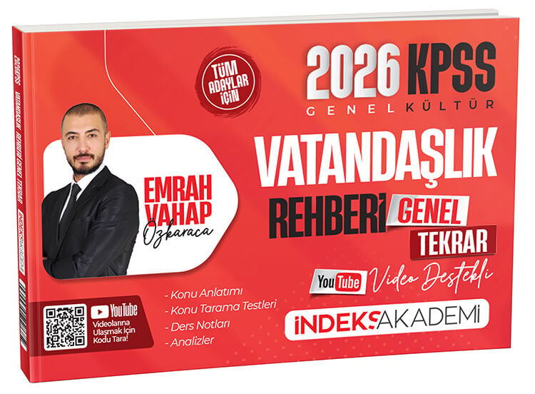 İndeks Akademi 2026 KPSS Vatandaşlık Rehberi Video Destekli Genel Tekrar - Emrah Vahap Özkaraca İndeks Akademi Yayıncılık