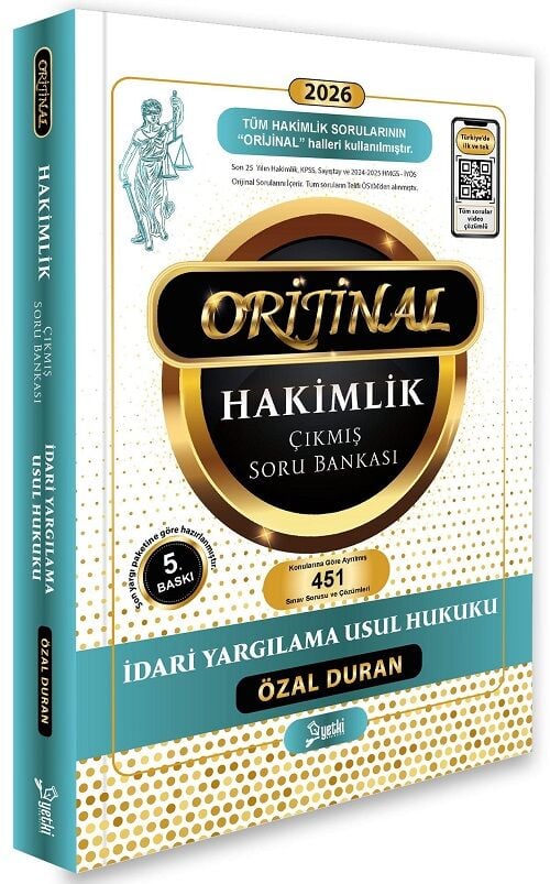 Yetki 2026 Hakimlik İdari Yargılama Usul Hukuku ORİJİNAL Çıkmış Soru Bankası Çözümlü 5. Baskı - Özal Duran Yetki Yayıncılık