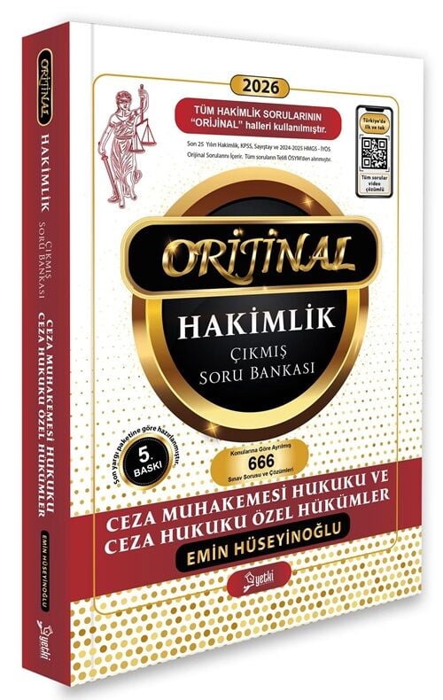 Yetki 2026 Hakimlik Ceza Muhakemesi Hukuku ve Ceza Hukuku Özel Hükümler ORİJİNAL Çıkmış Soru Bankası Çözümlü 5. Baskı - Emin Hüseyinoğlu Yetki Yayıncılık