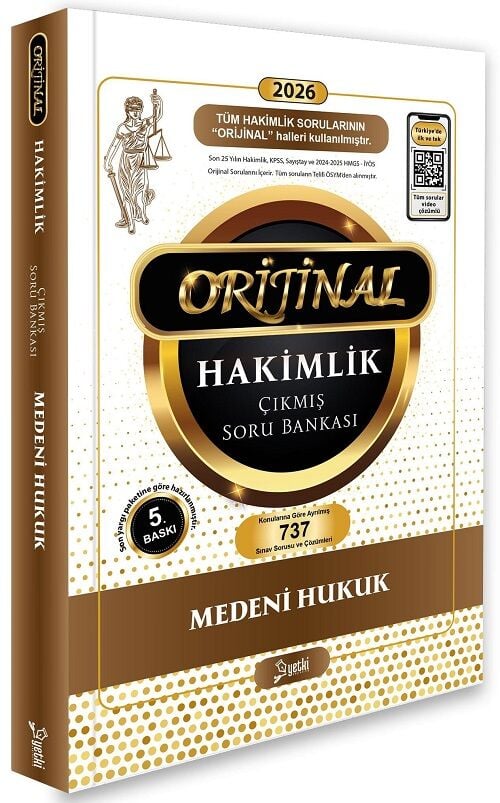 Yetki 2026 Hakimlik Medeni Hukuk ORİJİNAL Çıkmış Soru Bankası Çözümlü 5. Baskı Yetki Yayıncılık
