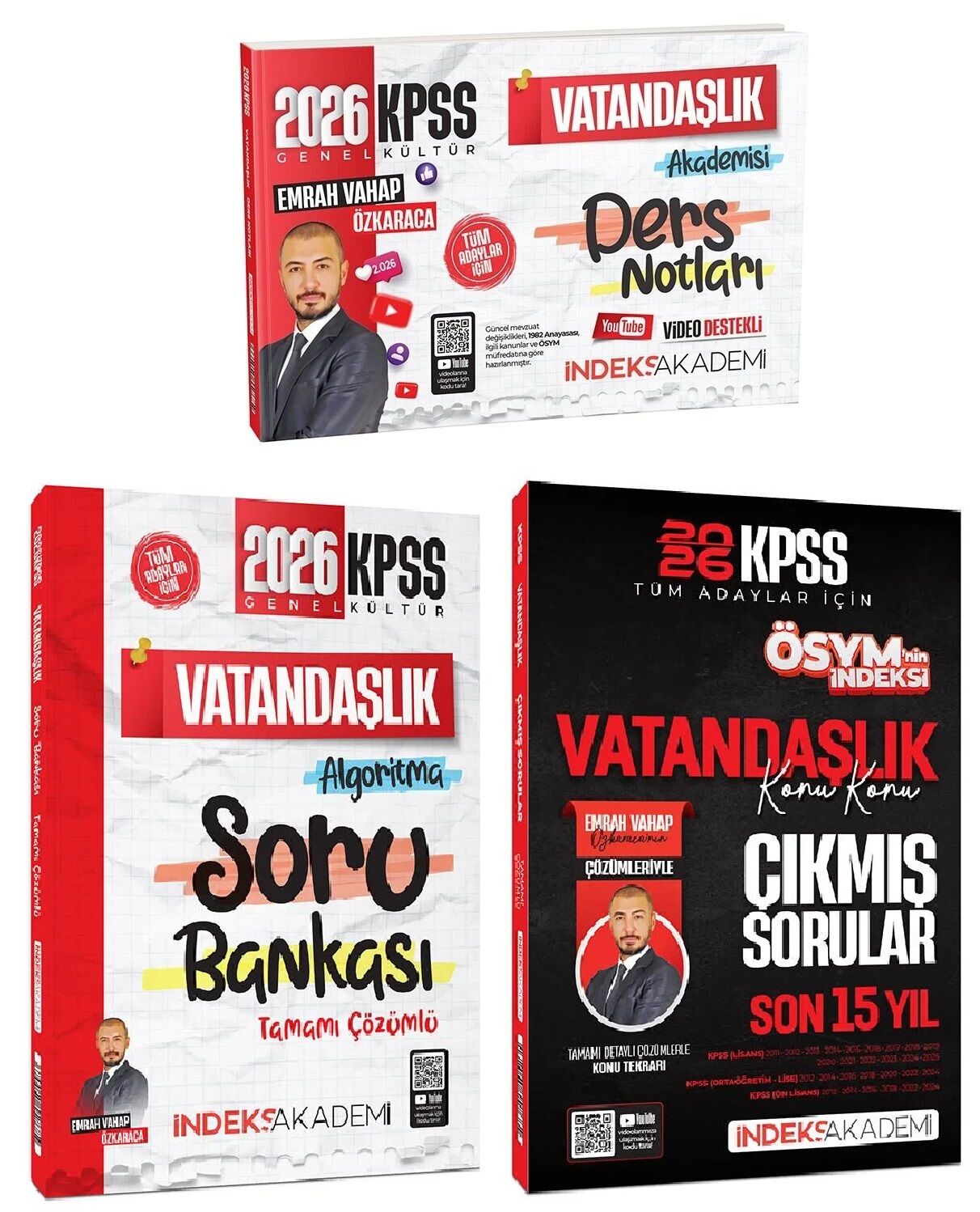 İndeks Akademi 2026 KPSS Vatandaşlık Video Ders Notları + Soru Bankası + Çıkmış Sorular 3 lü Set - Emrah Vahap Özkaraca İndeks Akademi Yayıncılık