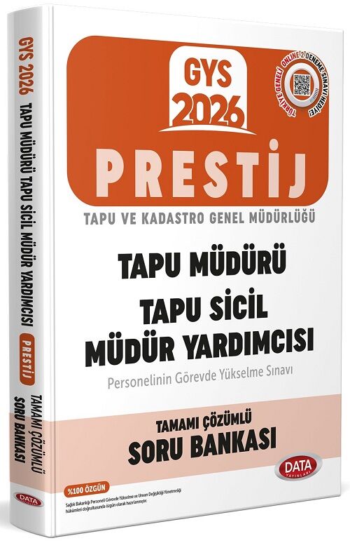 Data 2026 GYS Tapu ve Kadastro Genel Müdürlüğü Tapu Müdürü, Tapu Sicil Müdür Yardımcısı PRESTİJ Soru Bankası Çözümlü Görevde Yükselme Data Yayınları