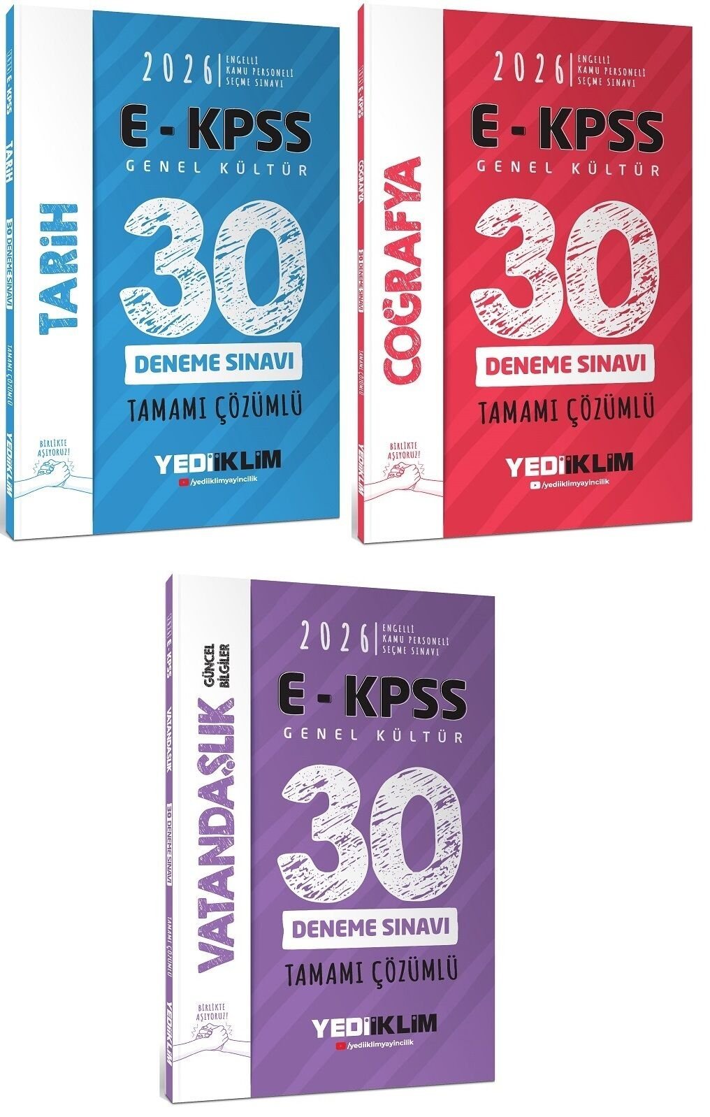 Yediiklim 2026 EKPSS Tarih + Coğrafya + Vatandaşlık 90 Deneme 3 lü Set Yediiklim Yayınları