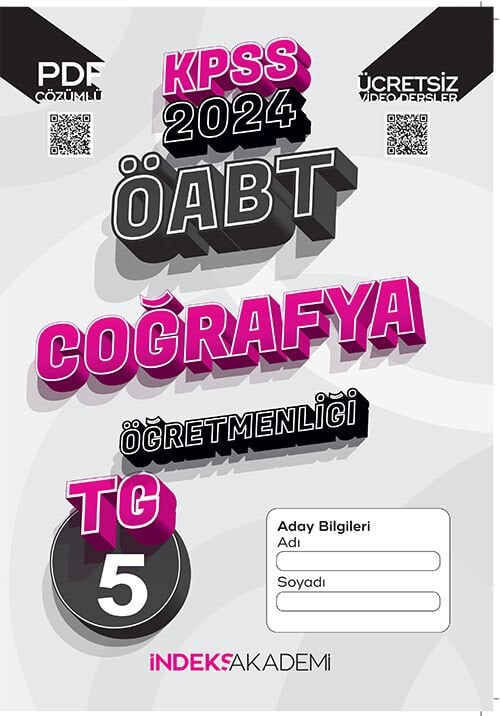 İndeks Akademi 2024 ÖABT TG-5 Türkiye Geneli Deneme Coğrafya Çözümlü İndeks Akademi Yayıncılık