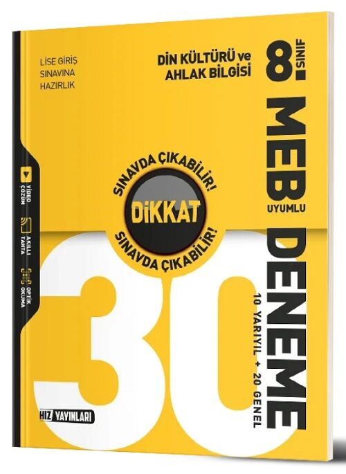 Hız Yayınları 8. Sınıf Din Kültürü ve Ahlak Bilgisi Dikkat Sınavda Çıkabilir 30 Deneme Hız Yayınları