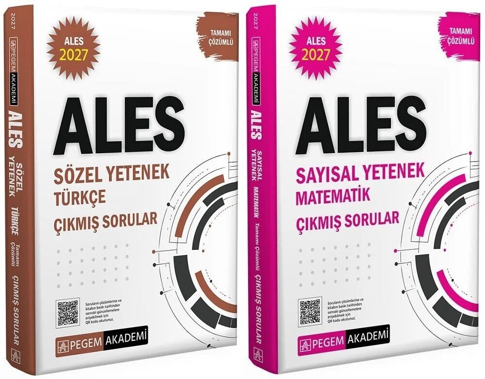 Pegem 2027 ALES Sözel Türkçe + Sayısal Yetenek Matematik Çıkmış Sorular 2 li Set Pegem Akademi Yayınları