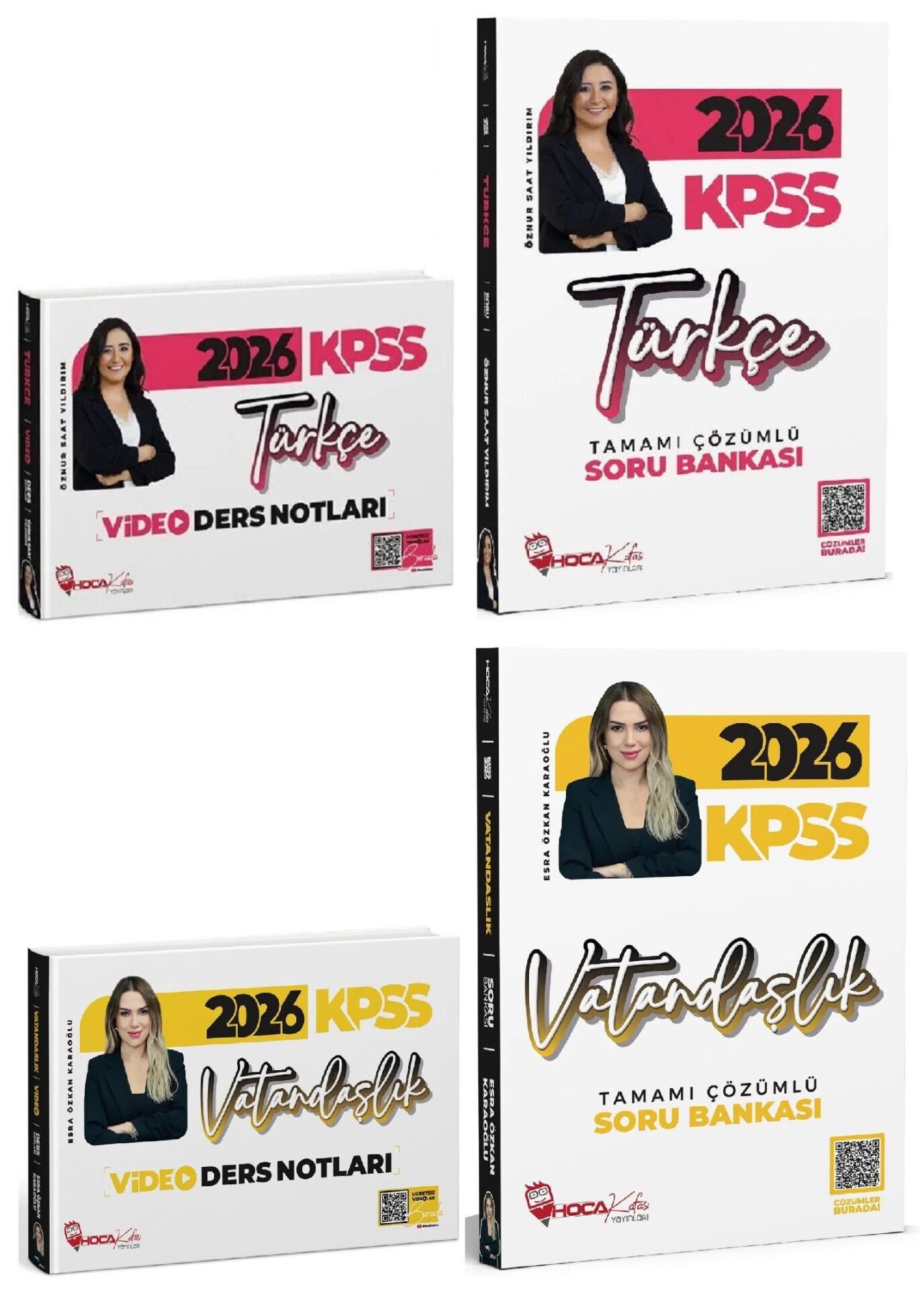 Hoca Kafası 2026 KPSS Türkçe + Vatandaşlık Video Ders Notları + Soru Bankası 4 lü Set - Öznur Saat Yıldırım, Esra Özkan Karaoğlu Hoca Kafası Yayınları