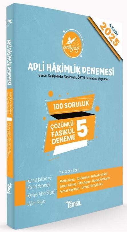 Temsil 2025 İMTİYAZ Adli Hakimlik Fasikül 5 Deneme Çözümlü 4. Baskı Temsil Yayınları