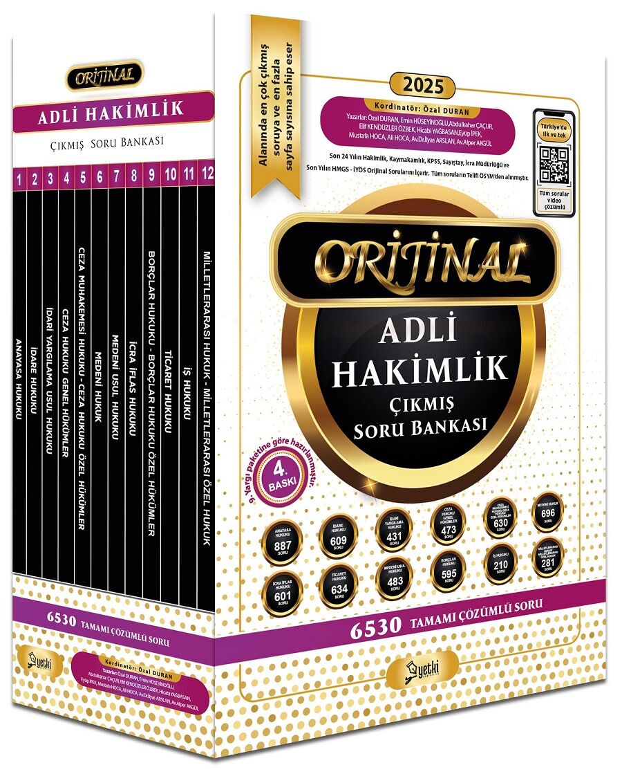 Yetki 2025 Adli Hakimlik Orijinal Çıkmış Sorular Soru Bankası Seti Çözümlü 4 . Baskı Seti Yetki Yayıncılık