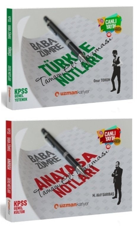 SÜPER FİYAT - Uzman Kariyer KPSS Türkçe + Anayasa Vatandaşlık Baba Zümre El Yazması Ders Notları 2 li Set Uzman Kariyer Yayınları