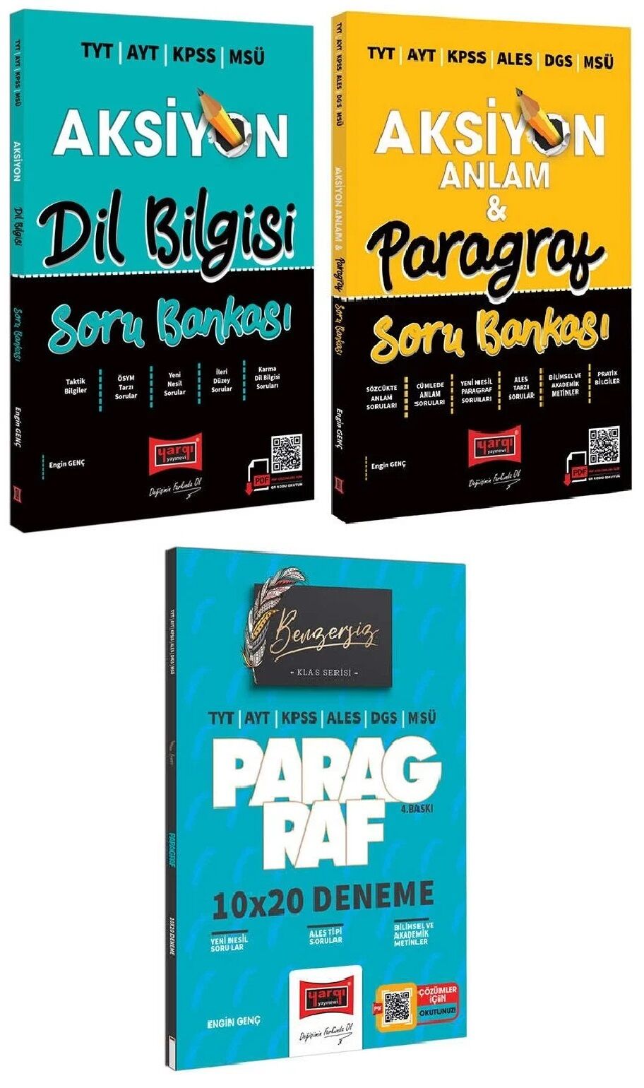SÜPER FİYAT - Yargı YKS TYT AYT KPSS MSÜ Dil Bilgisi + Paragraf Soru Bankası + Paragraf 10x20 Deneme 3 lü Set Yargı Yayınları