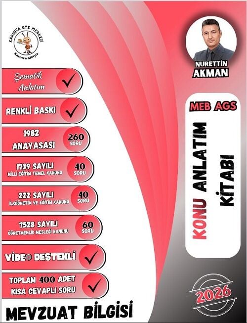 Karınca 2026 MEB-AGS Mevzuat Bilgisi Konu Anlatımı - Nurettin Akman Karınca GYS Merkezi