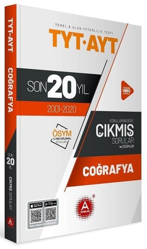 SÜPER FİYAT - A Yayınları YKS TYT AYT Coğrafya Son 20 Yıl Çıkmış Sorular 2001-2020 A Yayınları