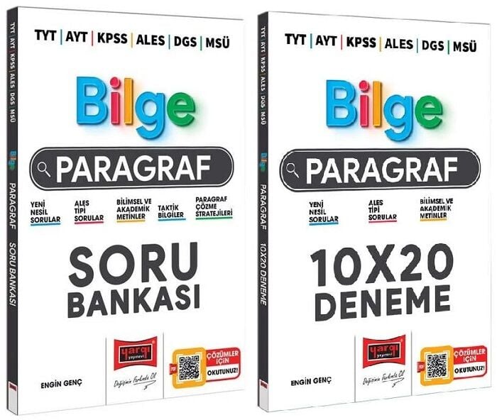 SÜPER FİYAT - Yargı YKS TYT AYT KPSS ALES DGS MSÜ Bilge Paragraf Soru + 10x20 Deneme 2 li Set Yargı Yayınları
