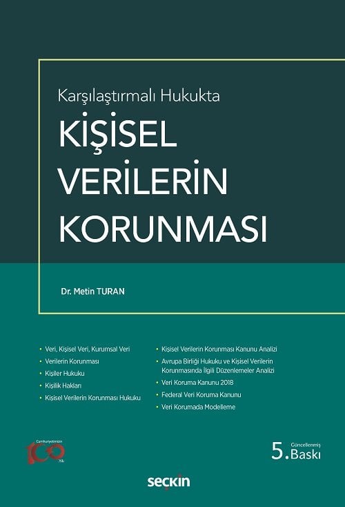 Seçkin Kişisel Verilerin Korunması 5. Baskı - Metin Turan Seçkin Yayınları