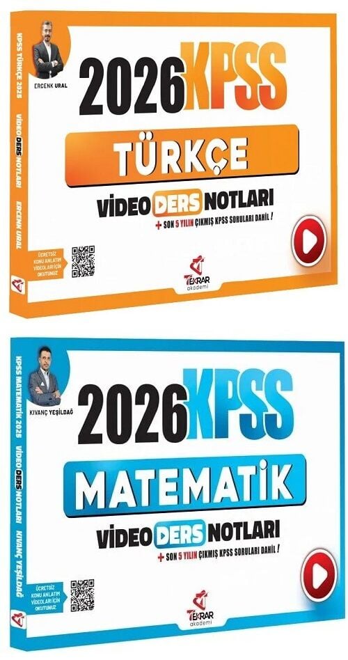 Tekrar Akademi 2026 KPSS Türkçe + Matematik Video Ders Notları 2 li Set Tekrar Akademi Yayınları